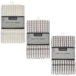 B&M Grey Check Tea Towels 3pk - Image 5