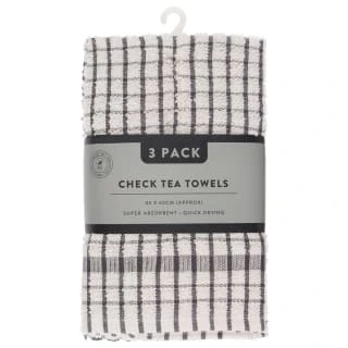 B&M Grey Check Tea Towels 3pk