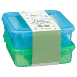 Sandwich Clip Lock Lunchbox 2pk - Blue & Green