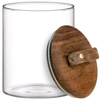 B&M Small Glass Jar With Acacia Wood Lid - Image 2